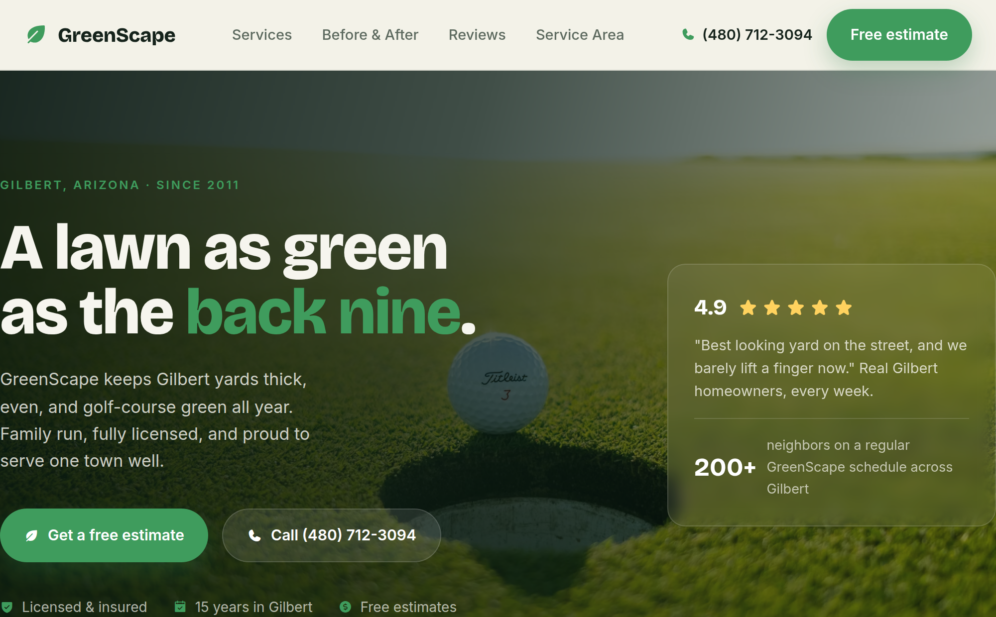 GreenScape Lawn and Landscape website built by Harbourline